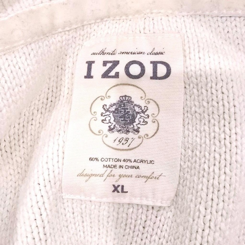 Vintage 90s 2000 Izod Womens XL V Neck Sweater Ivory White‎ Textured Pullover - Picture 4 of 5